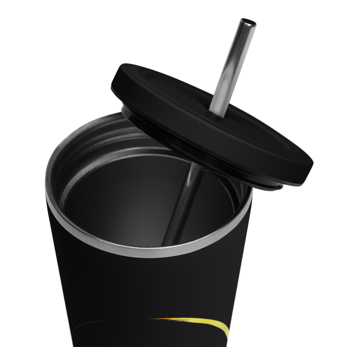 Onyx & Gold 20oz Black Insulated tumbler with a straw