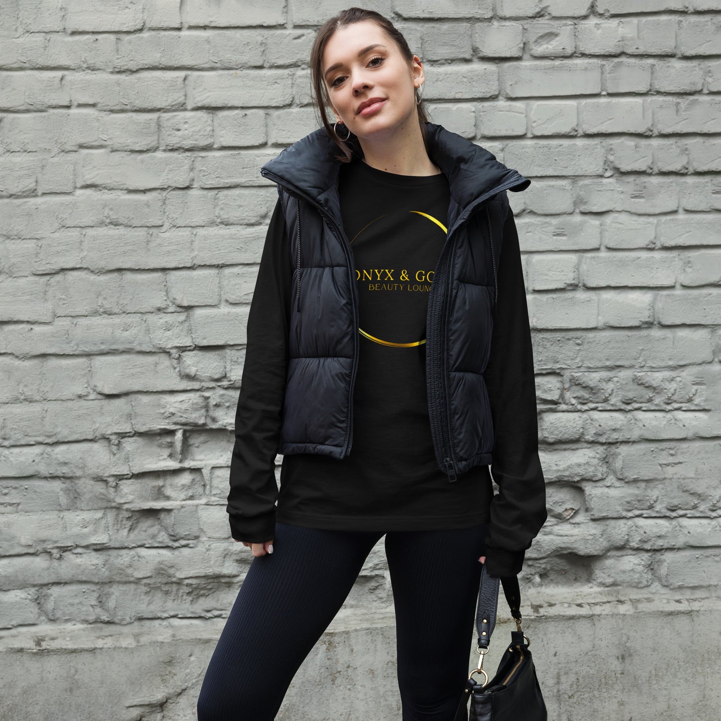 Onyx & Gold Unisex Long Sleeve Tee - Gold Logo, Logo on Back