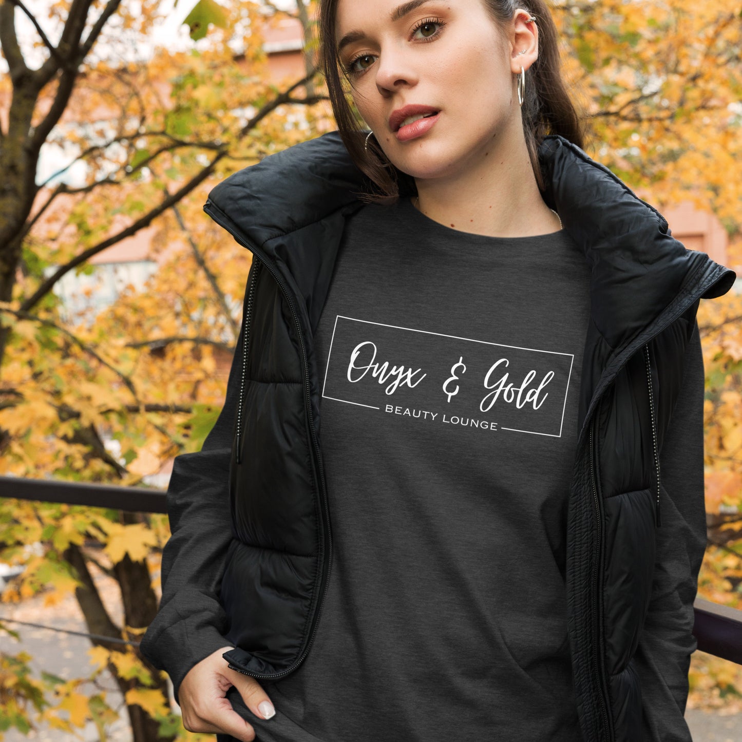 Onyx & Gold Unisex Long Sleeve Tee - White Logo