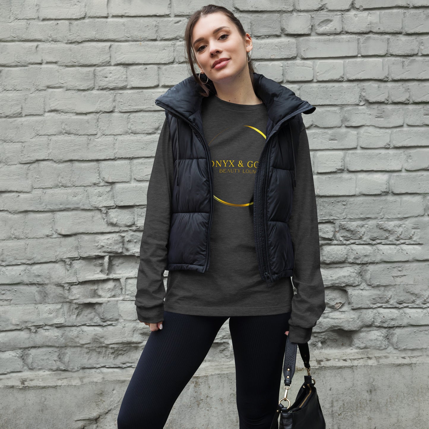 Onyx & Gold Unisex Long Sleeve Tee - Gold Logo, Logo on Back