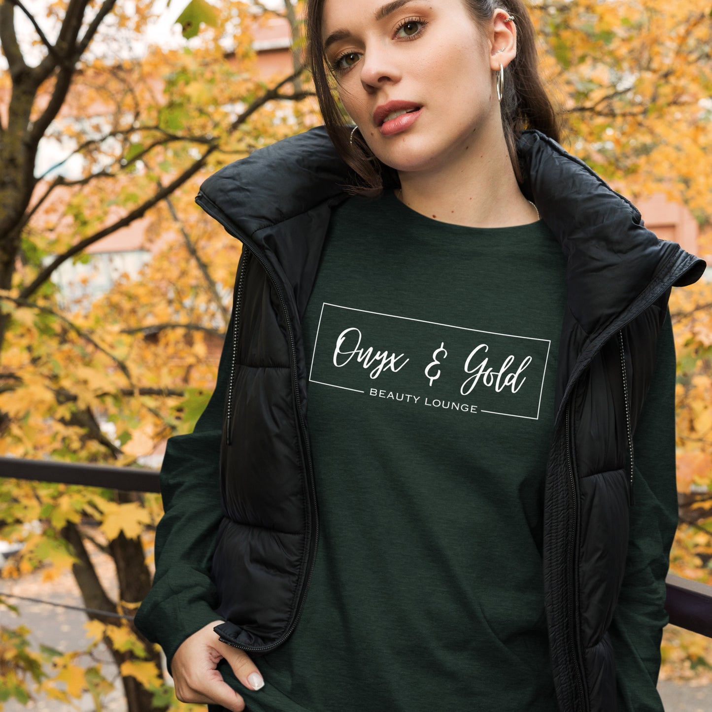 Onyx & Gold Unisex Long Sleeve Tee - White Logo
