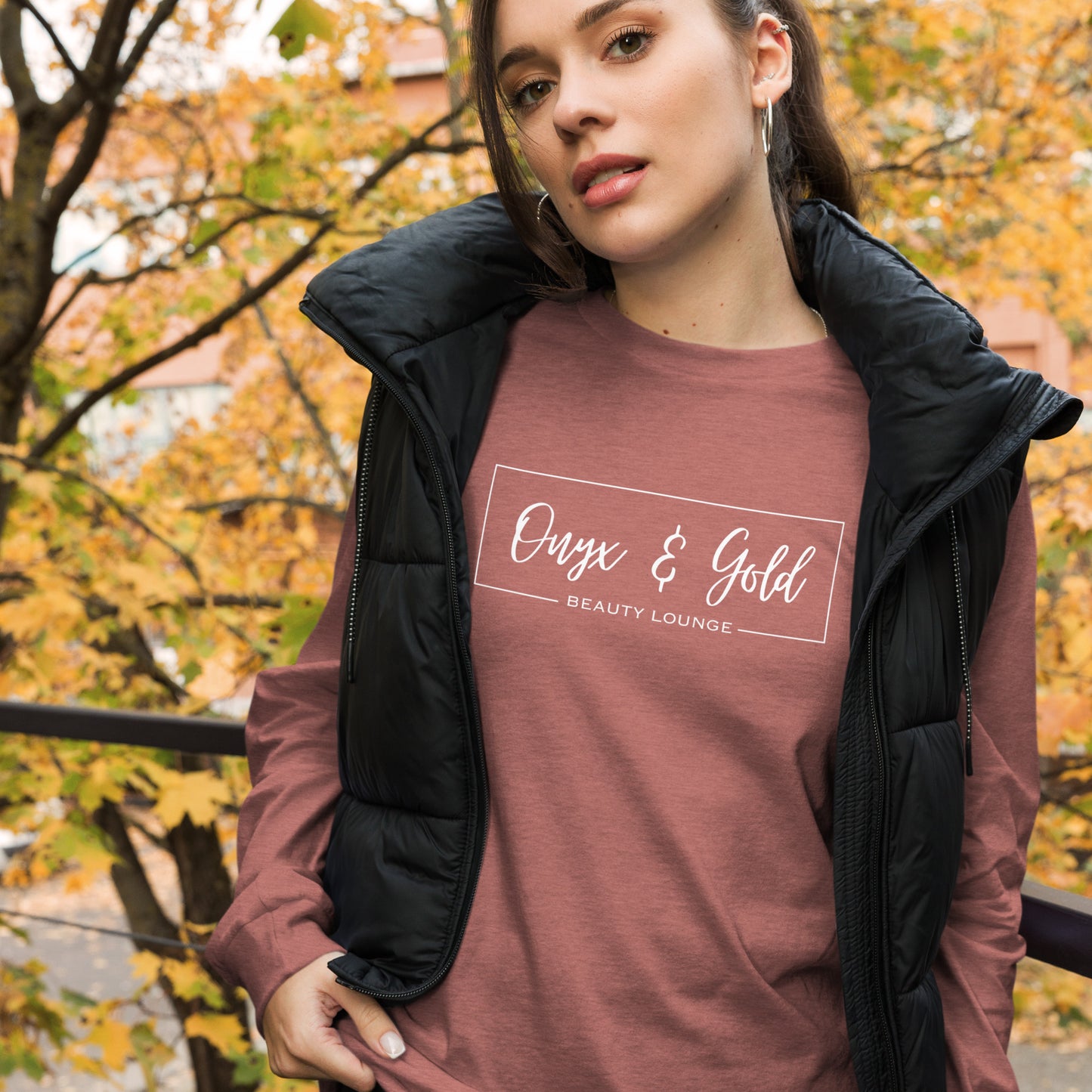 Onyx & Gold Unisex Long Sleeve Tee - White Logo