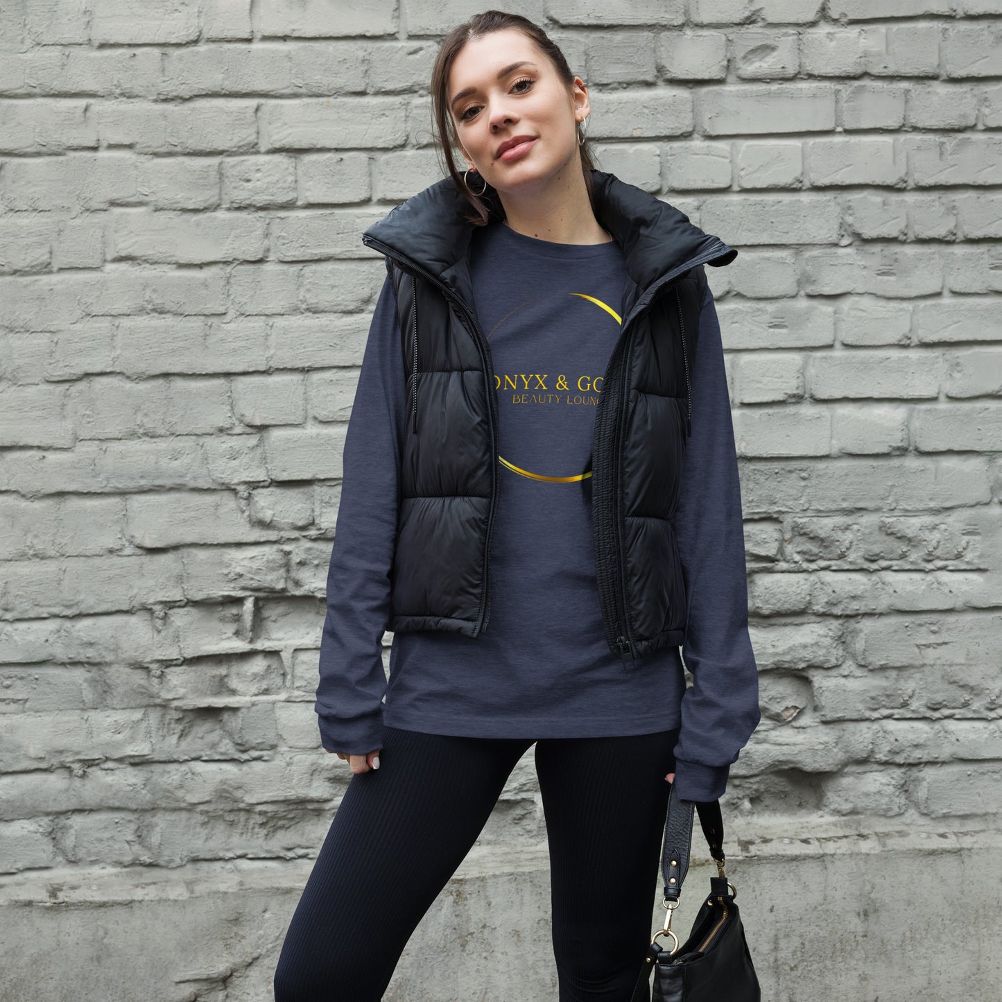 Onyx & Gold Unisex Long Sleeve Tee - Gold Logo, Logo on Back