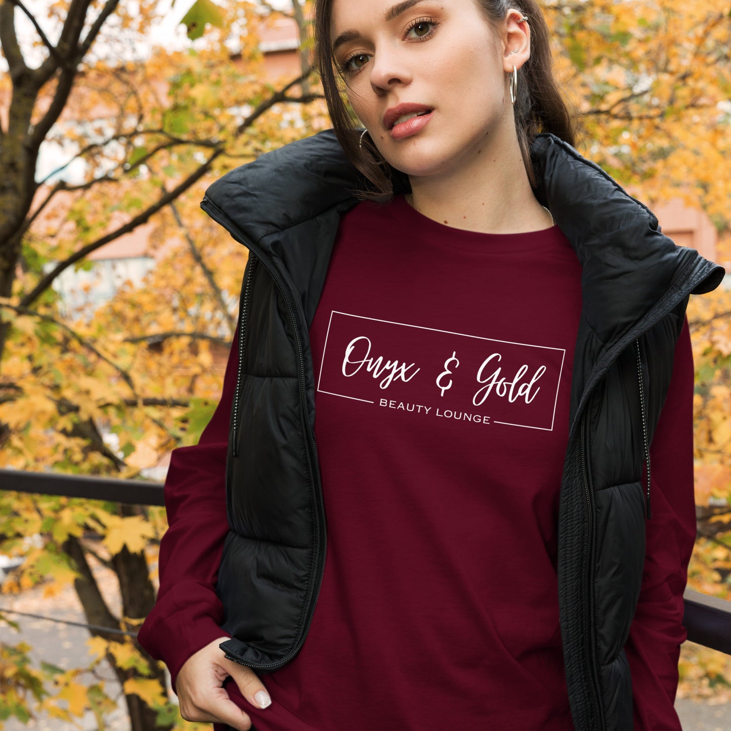 Onyx & Gold Unisex Long Sleeve Tee - White Logo