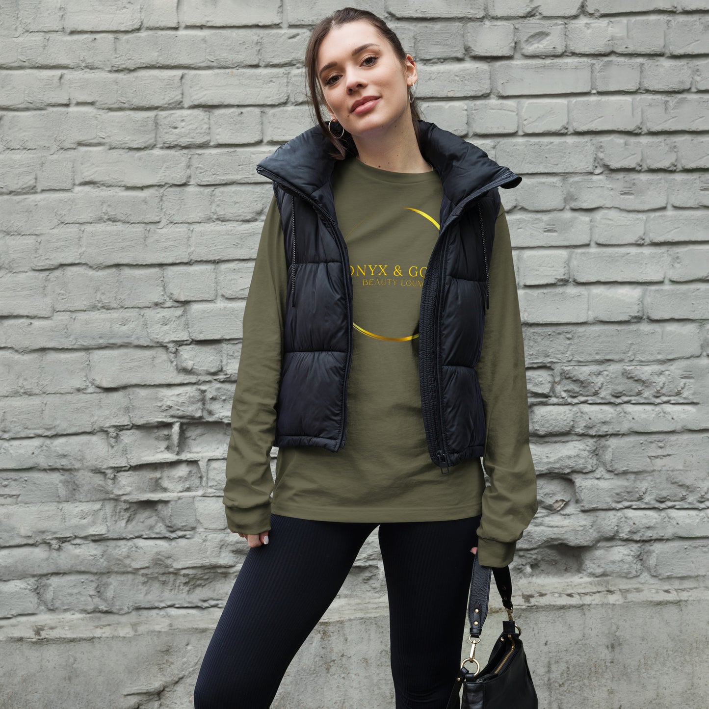 Onyx & Gold Unisex Long Sleeve Tee - Gold Logo, Logo on Back