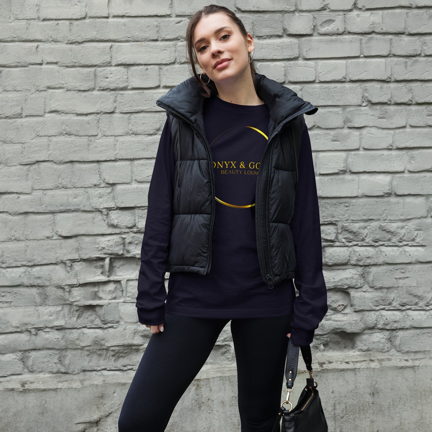 Onyx & Gold Unisex Long Sleeve Tee - Gold Logo, Logo on Back
