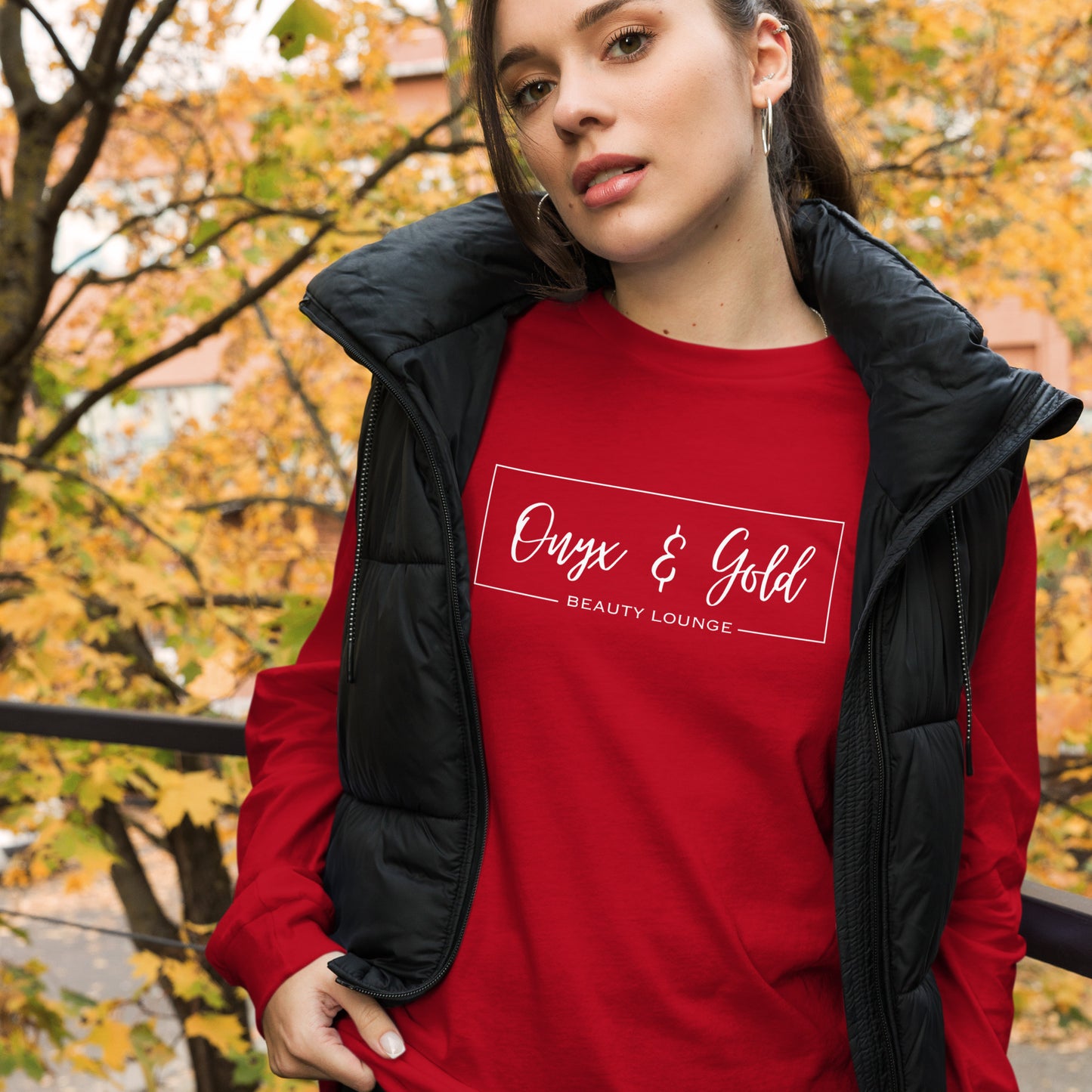Onyx & Gold Unisex Long Sleeve Tee - White Logo