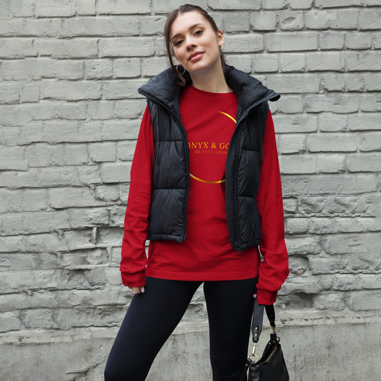 Onyx & Gold Unisex Long Sleeve Tee - Gold Logo, Logo on Back