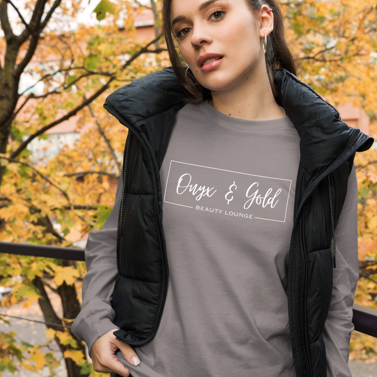 Onyx & Gold Unisex Long Sleeve Tee - White Logo