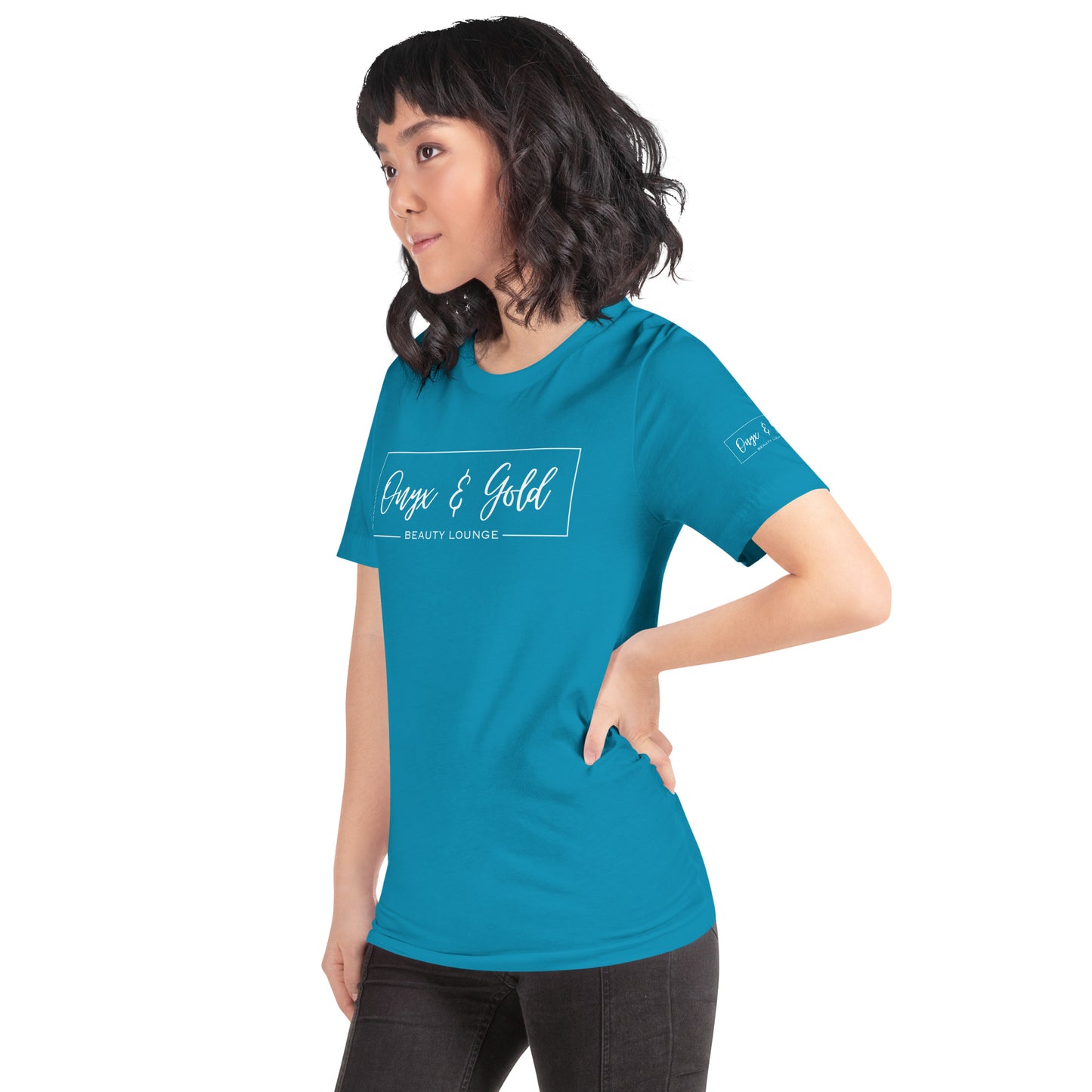 Onyx & Gold Crewneck Unisex t-shirt - Bella + Canvas 3001 - White Logo
