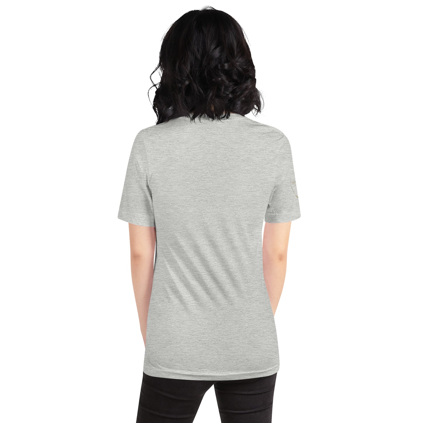 Onyx & Gold Unisex t-shirt - Gold Logo - Bella + Canvas 3001 - Right Sleeve Logo