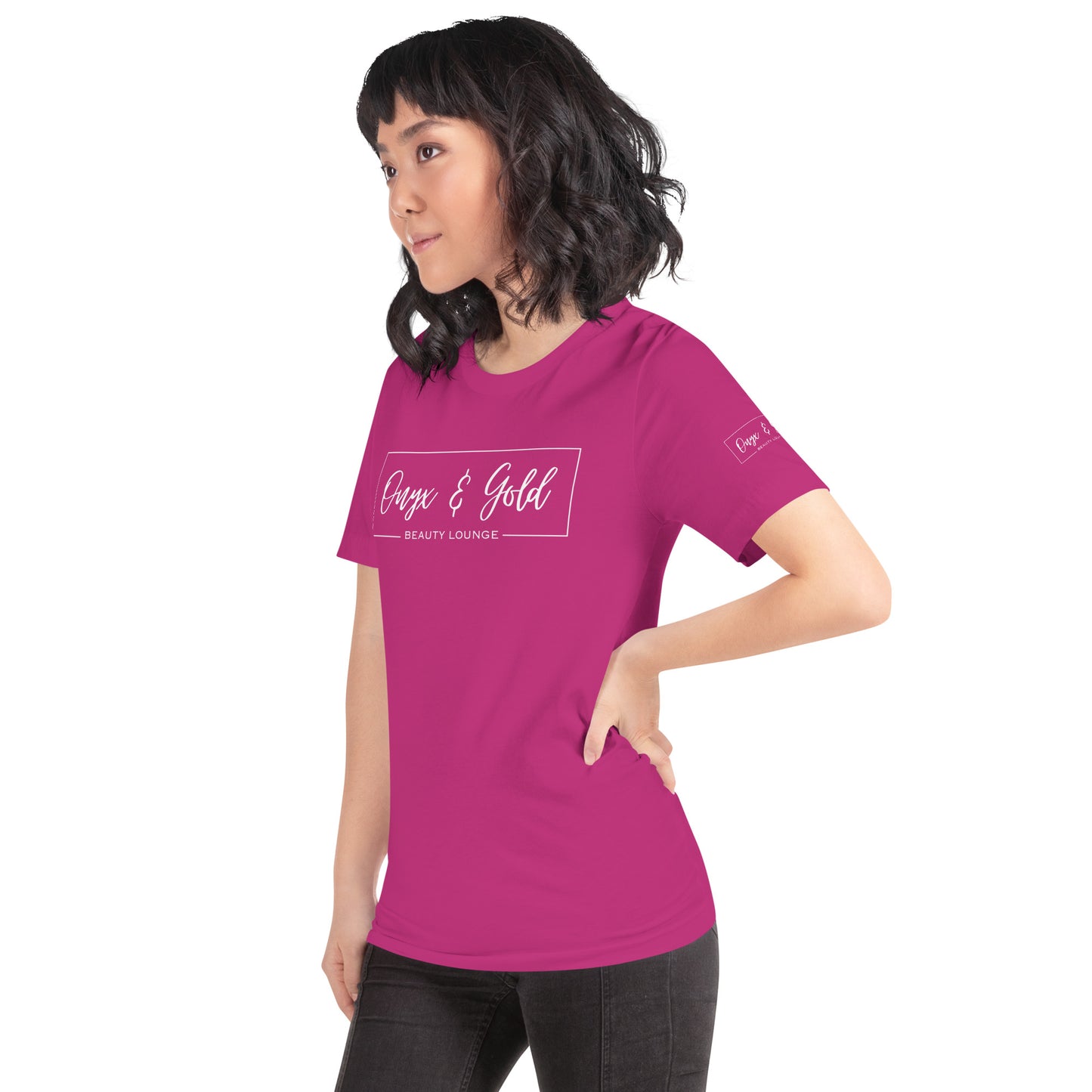 Onyx & Gold Crewneck Unisex t-shirt - Bella + Canvas 3001 - White Logo