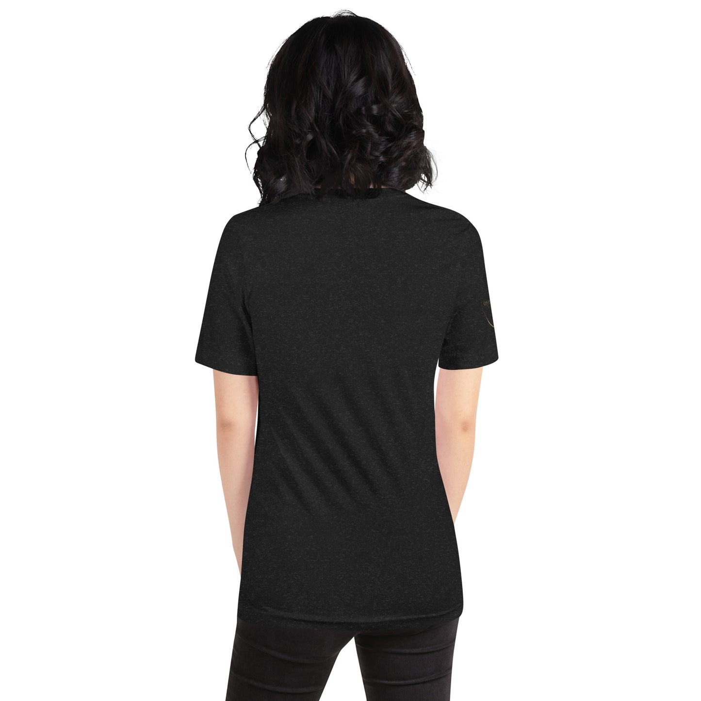 Onyx & Gold Unisex t-shirt - Gold Logo - Bella + Canvas 3001 - Right Sleeve Logo