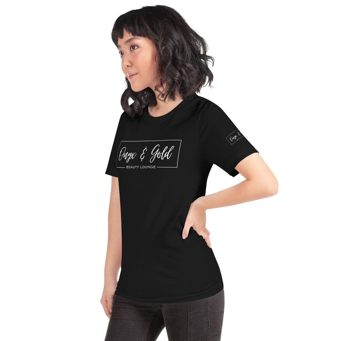Onyx & Gold Crewneck Unisex t-shirt - Bella + Canvas 3001 - White Logo