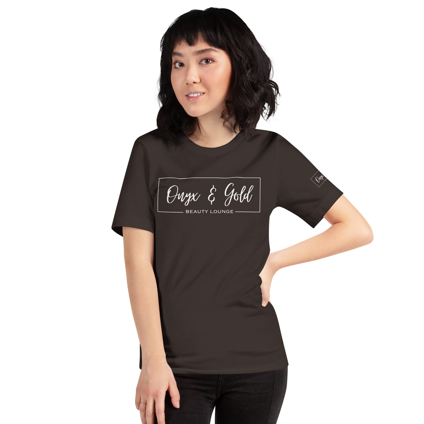 Onyx & Gold Crewneck Unisex t-shirt - Bella + Canvas 3001 - White Logo