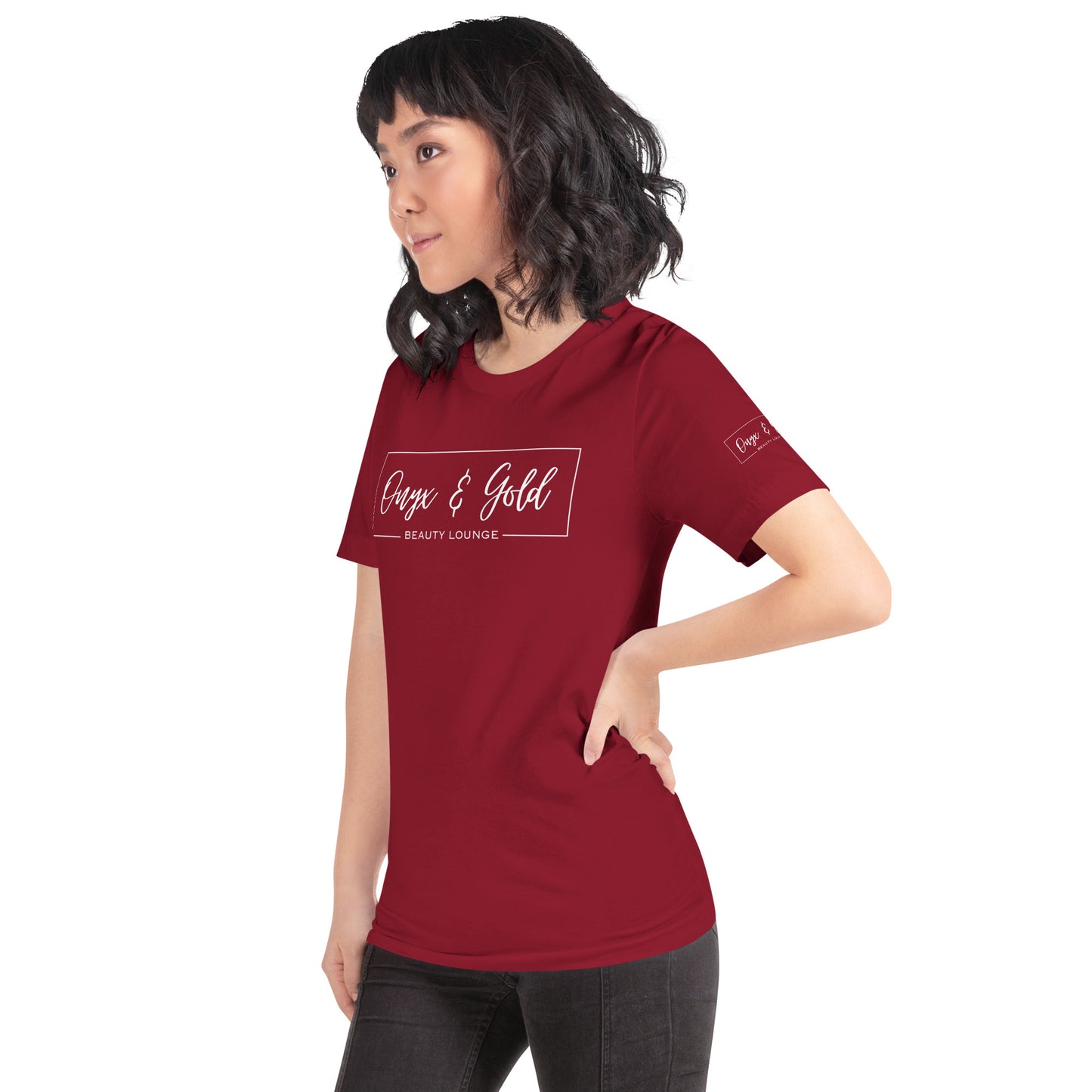 Onyx & Gold Crewneck Unisex t-shirt - Bella + Canvas 3001 - White Logo