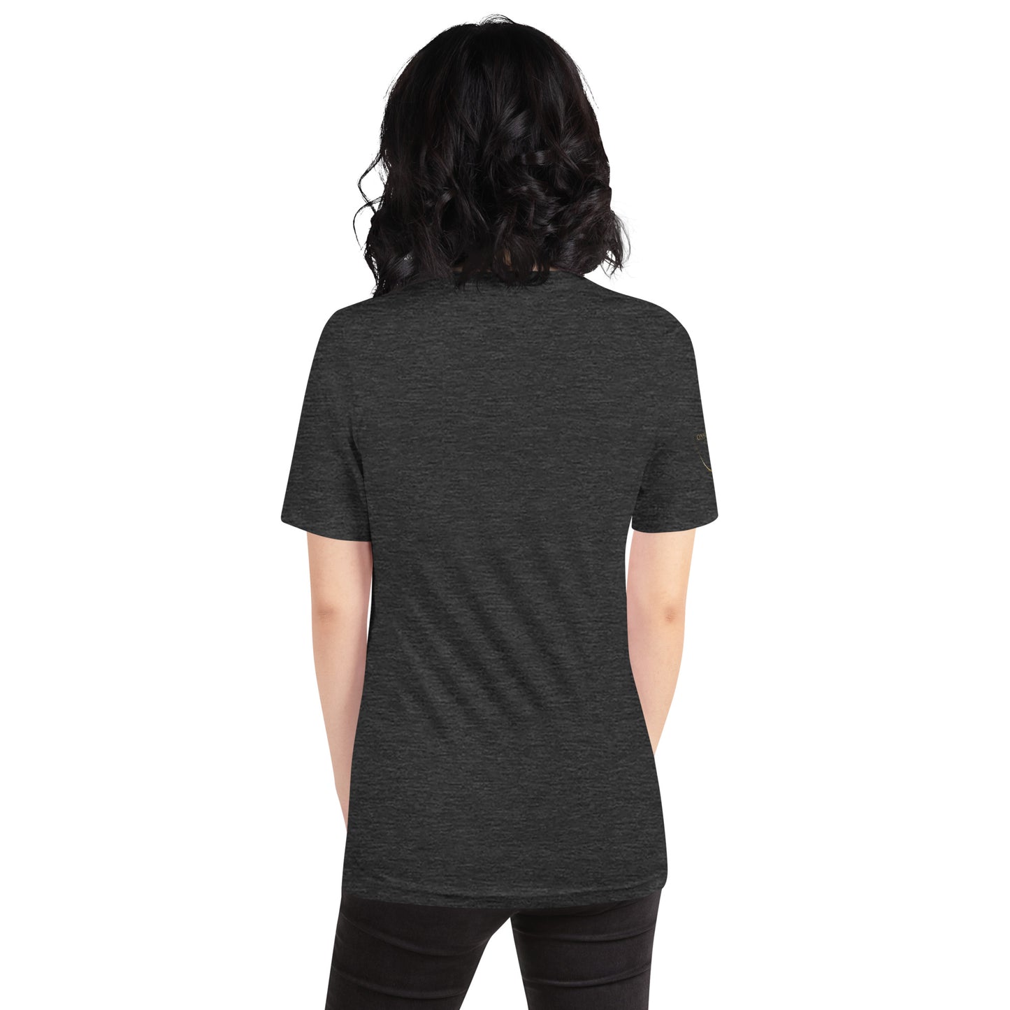 Onyx & Gold Unisex t-shirt - Gold Logo - Bella + Canvas 3001 - Right Sleeve Logo