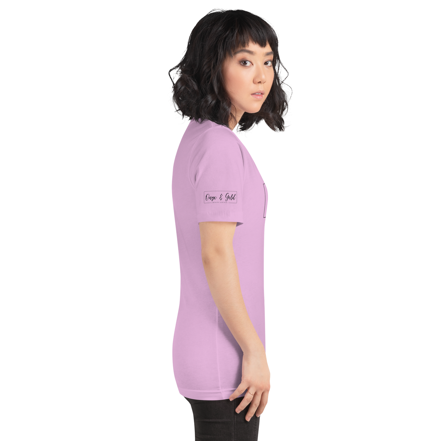 Onyx & Gold Unisex t-shirt - Bella + Canvas 3001 - OG Black Logo w/ Logo on Right sleeve