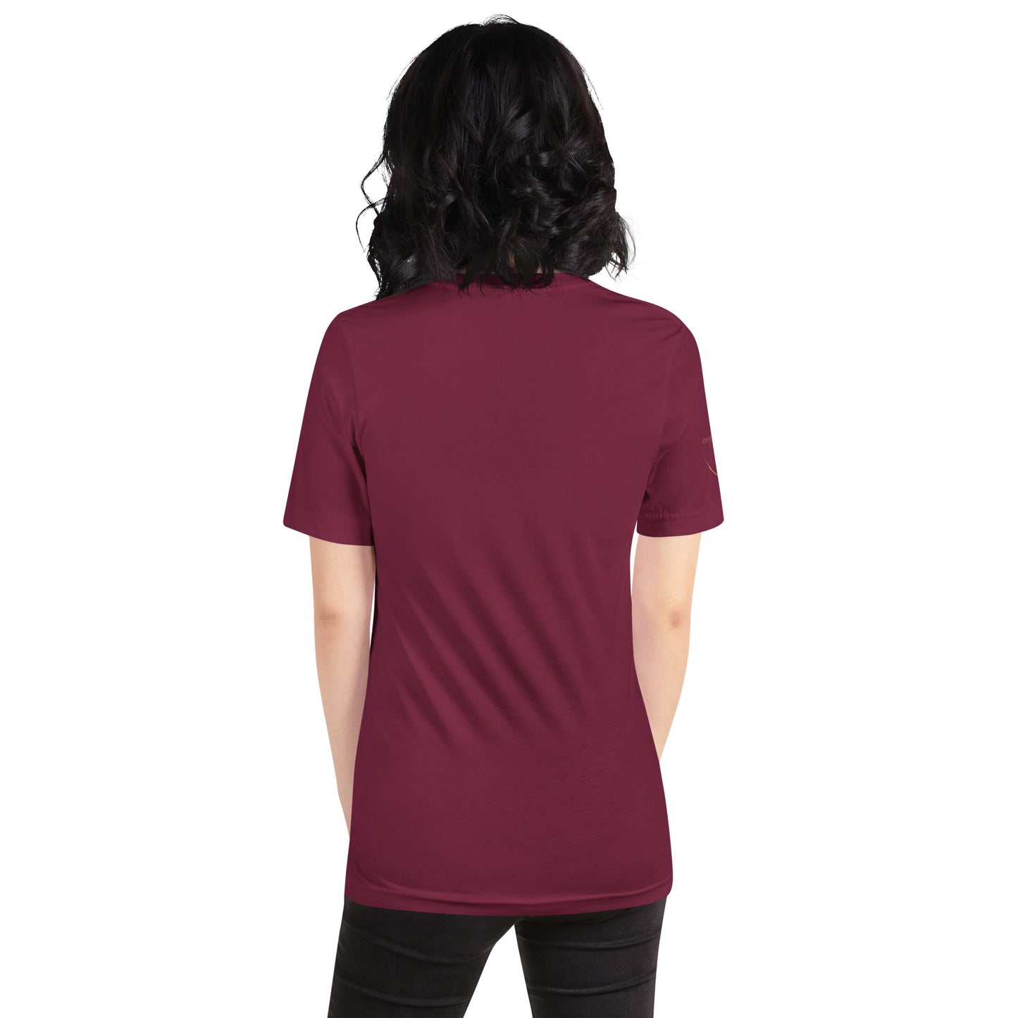 Onyx & Gold Unisex t-shirt - Gold Logo - Bella + Canvas 3001 - Right Sleeve Logo