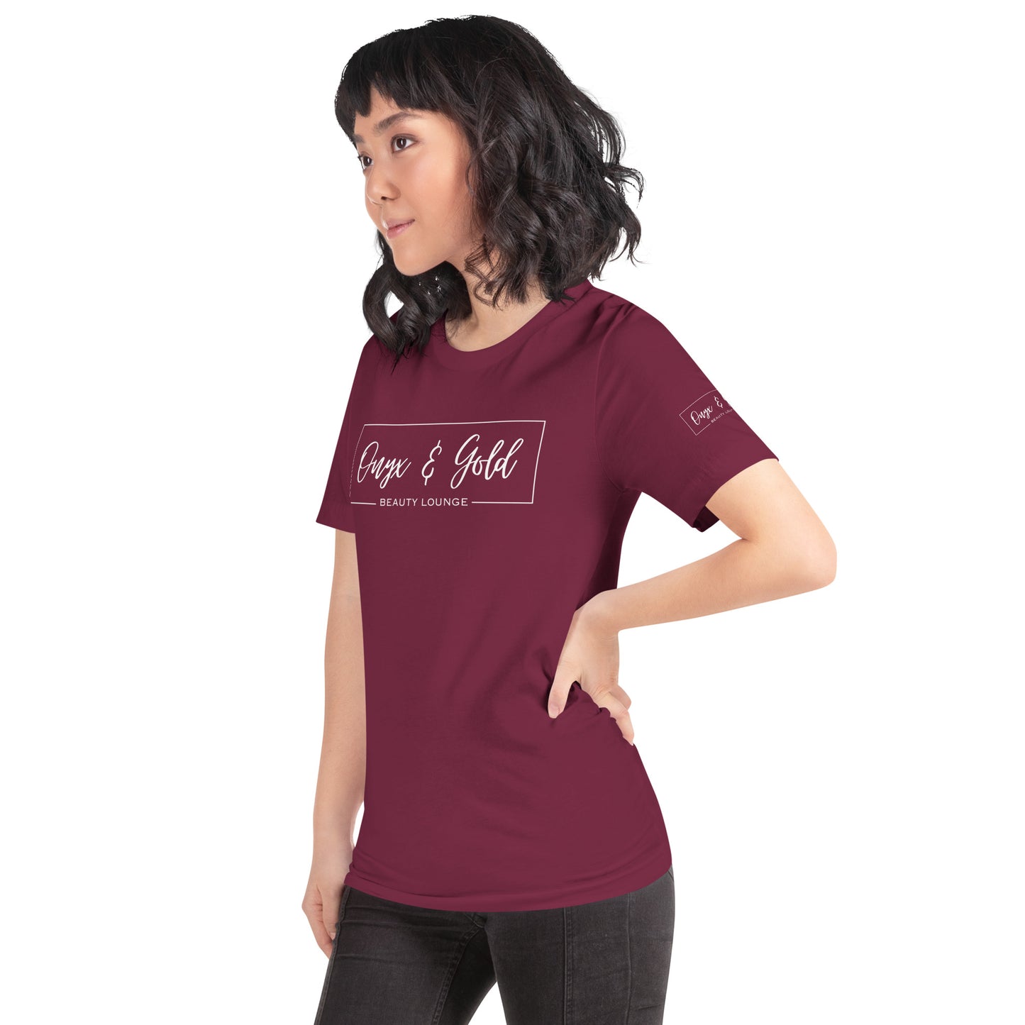 Onyx & Gold Crewneck Unisex t-shirt - Bella + Canvas 3001 - White Logo