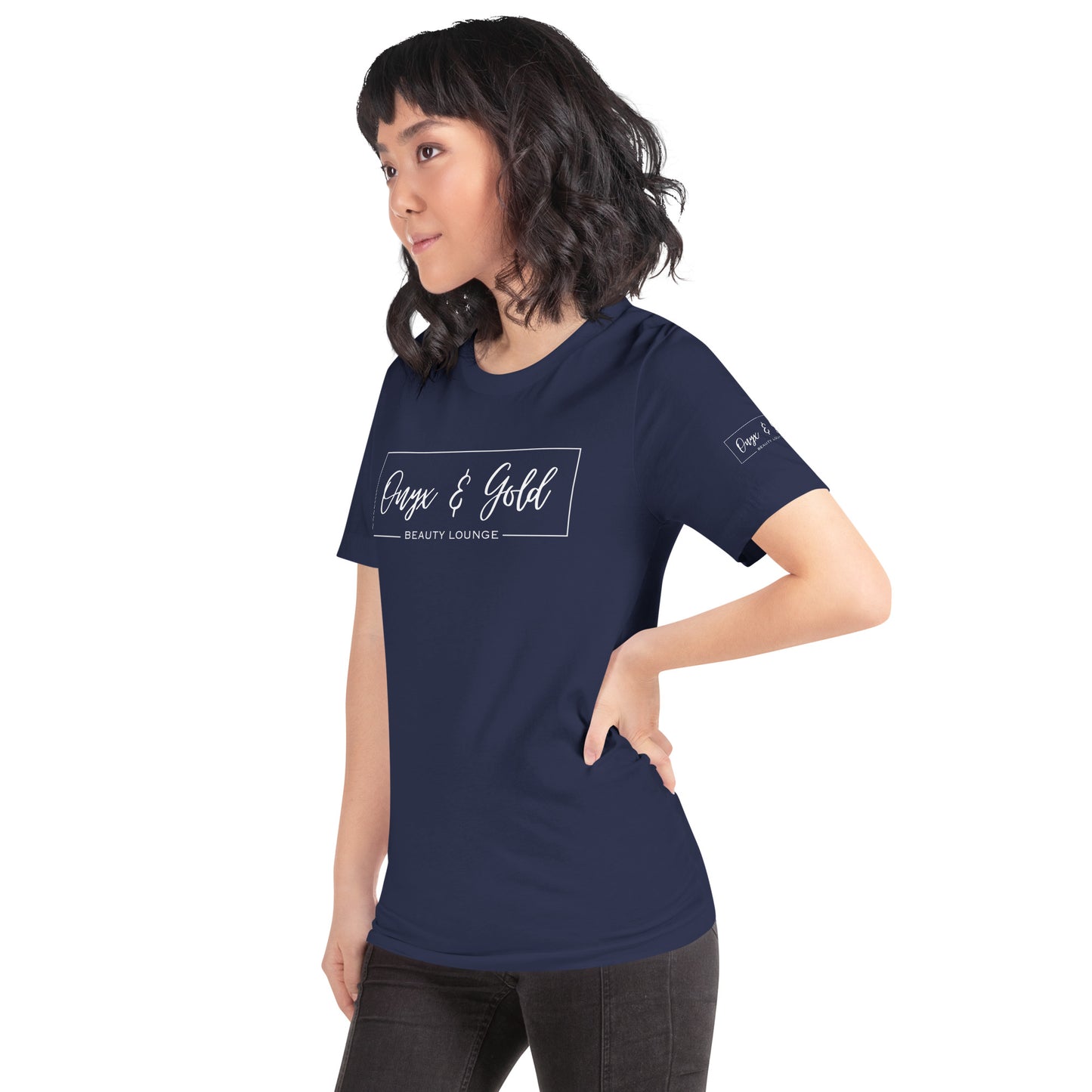 Onyx & Gold Crewneck Unisex t-shirt - Bella + Canvas 3001 - White Logo
