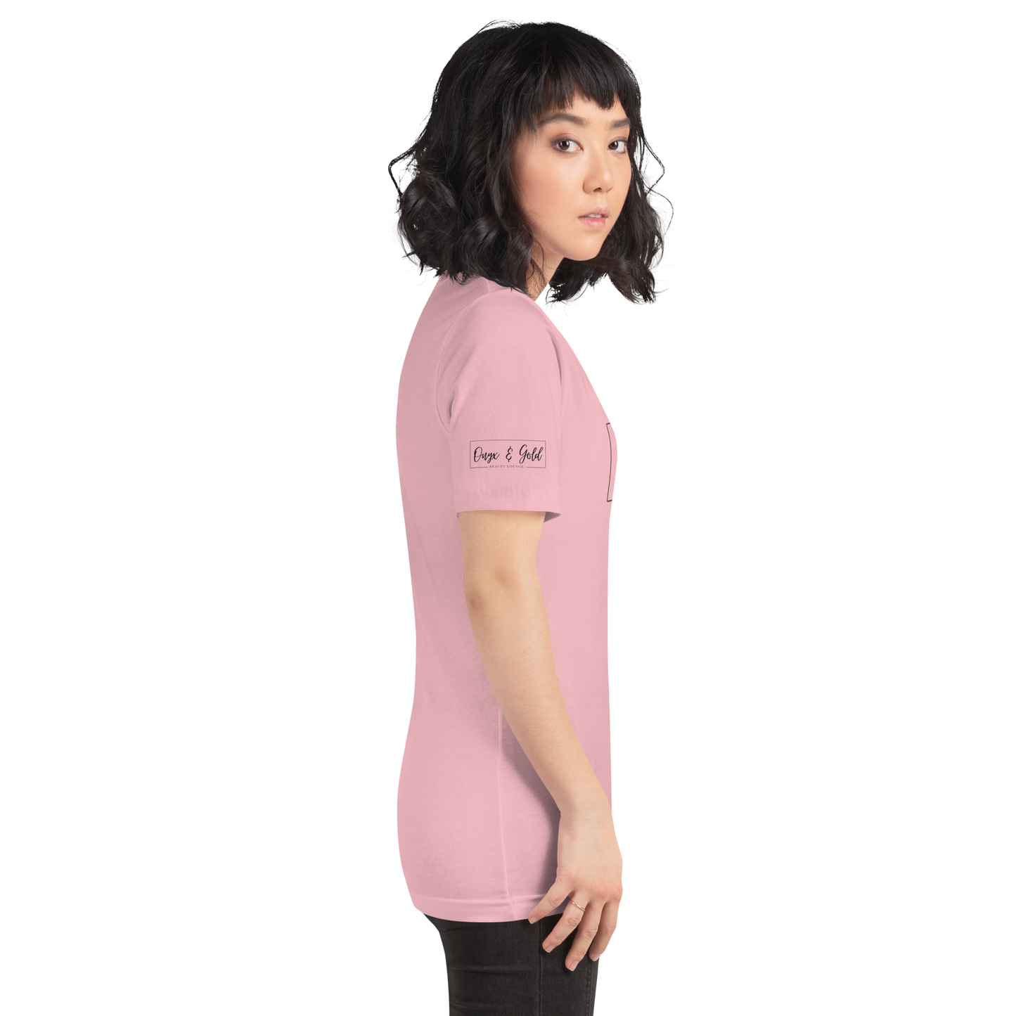 Onyx & Gold Unisex t-shirt - Bella + Canvas 3001 - OG Black Logo w/ Logo on Right sleeve