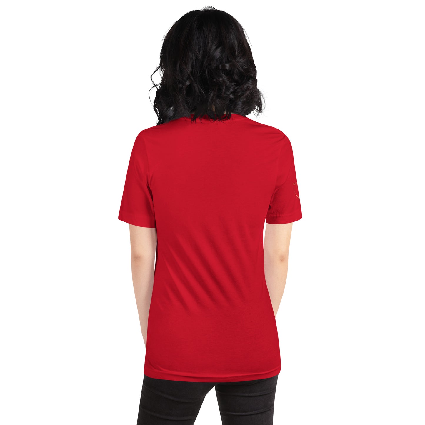 Onyx & Gold Unisex t-shirt - Gold Logo - Bella + Canvas 3001 - Right Sleeve Logo