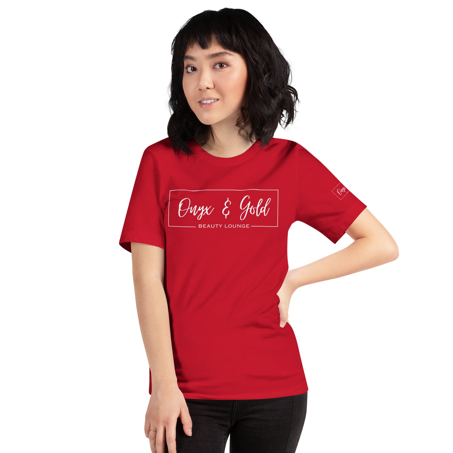 Onyx & Gold Crewneck Unisex t-shirt - Bella + Canvas 3001 - White Logo