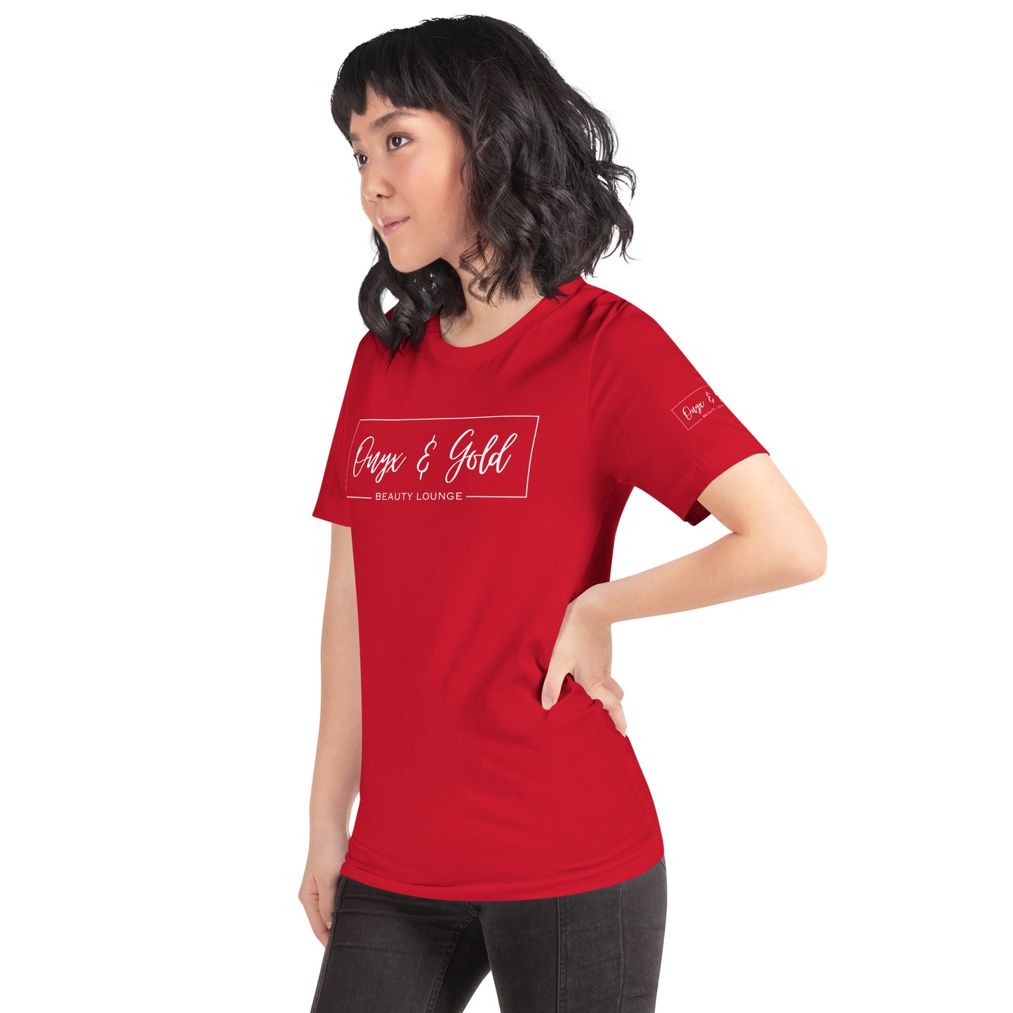 Onyx & Gold Crewneck Unisex t-shirt - Bella + Canvas 3001 - White Logo