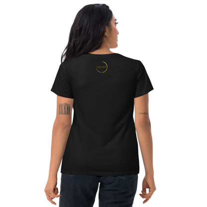 Onyx & Gold -Women's Fashion Fit T-Shirt | Gildan 880 - Gold Logo with logo on back